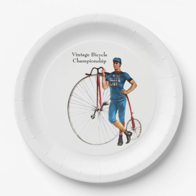 Vintage Bicycle Championship Paper Plate (Front)