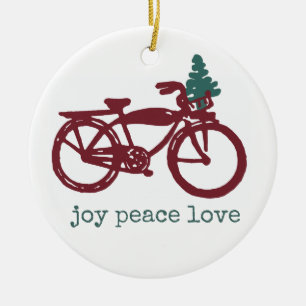Vintage bicycle & Christmas tree design Ceramic Tree Decoration
