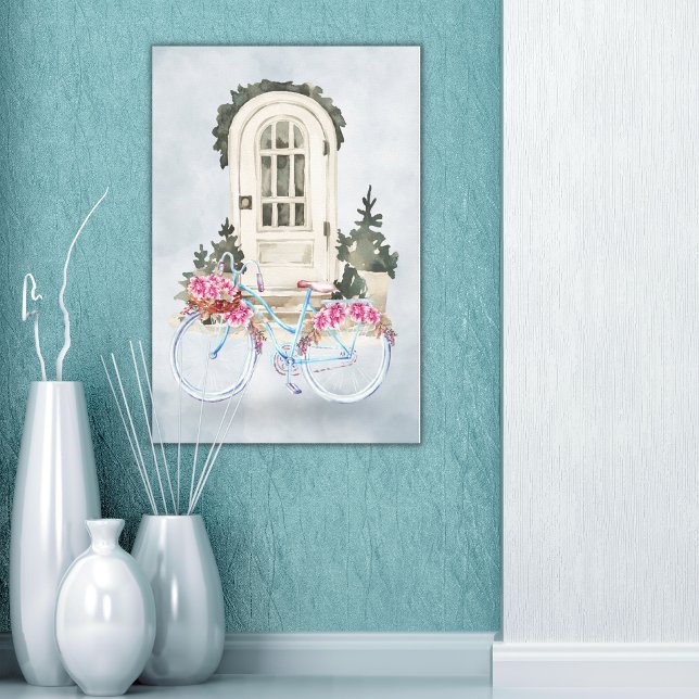 Vintage Bicycle Cruiser with Flowers Stretched Canvas Print (Creator Uploaded)