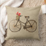 Vintage Bicycle Cushion<br><div class="desc">Vintage bicycle with basket of posies mug,  mousepad,  throw pillow,  and more.</div>