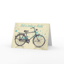 Vintage Bicycle Drawing Greeting Card
