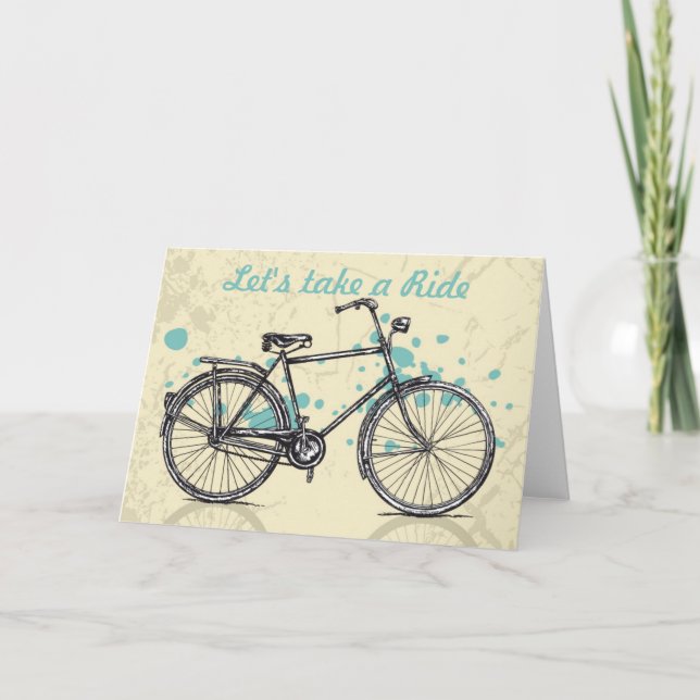 Vintage Bicycle Drawing Greeting Card (Front)
