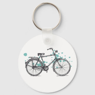 Vintage Bicycle Drawing Key Chain