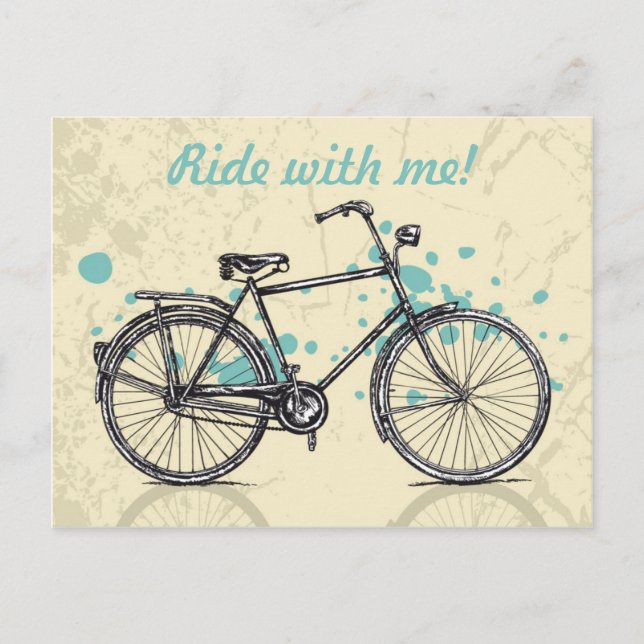 Vintage Bicycle Drawing Postcard (Front)