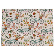 Vintage Bicycle Floral Gift Bag | Elegant Autumn
