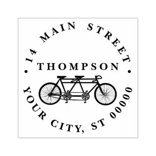 Vintage Bicycle For Two / Tandem Bike Address Rubber Stamp