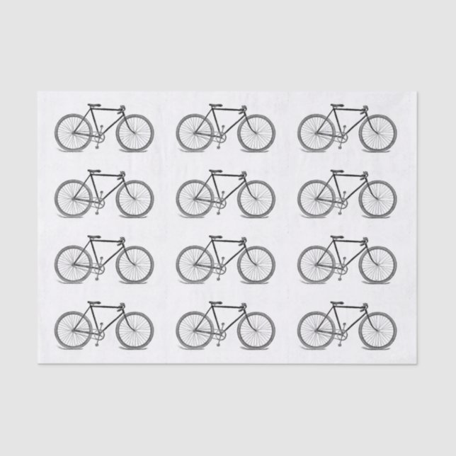 Vintage Bicycle Illustration Tissue Paper (Front)