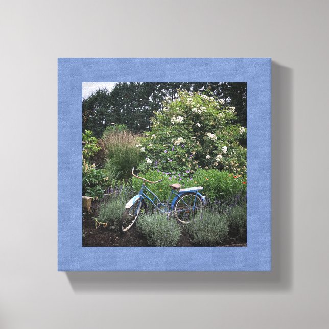 Vintage Bicycle in Garden Canvas Print (Front)