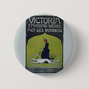 Vintage Bicycle Lady & Dog 6 Cm Round Badge