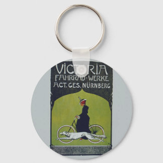 Vintage Bicycle Lady & Dog Key Ring