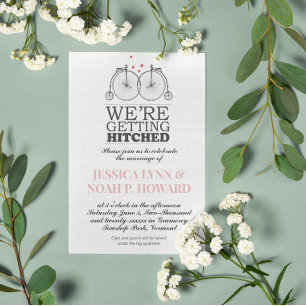 Vintage Bicycle Love Pink and Red or choose colour Invitation