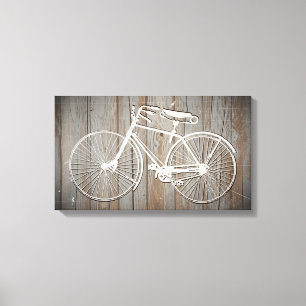 Vintage Bicycle on Rustic Wooden Board Wall Art