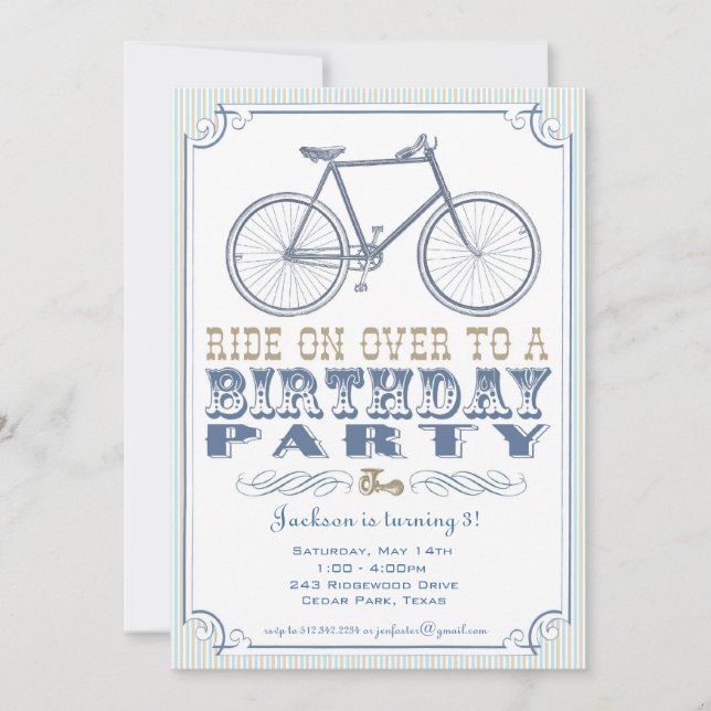 Vintage Bicycle Party Invitation (Front)
