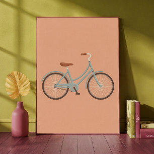 Vintage Bicycle Pastel Peach Nursery Art Print