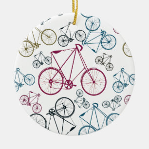 Vintage Bicycle Pattern Gifts for Cyclists Ceramic Tree Decoration