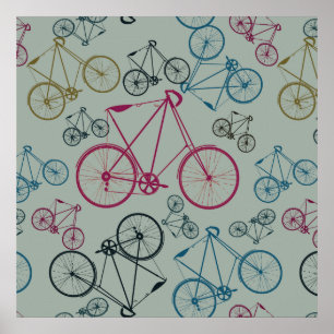 Vintage Bicycle Pattern Gifts for Cyclists Poster
