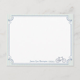 Vintage Bicycle Personalised Flat Note Cards