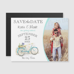 Vintage Bicycle Photo Save the Date Magnetic Invitation
