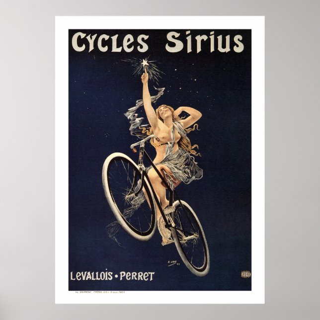 Vintage Bicycle Poster -Cycles Sirius - by Grey (Front)