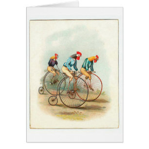 Vintage Bicycle Poster, Pennyfarthing Roosters