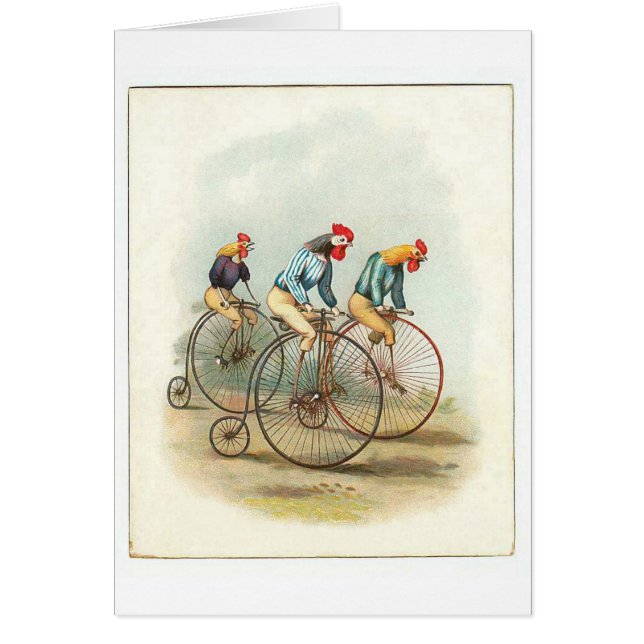 Vintage Bicycle Poster, Pennyfarthing Roosters (Front)
