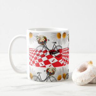 Vintage Bicycle Red Chequered Mug