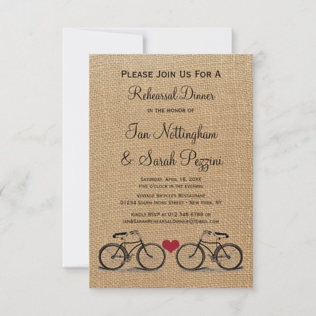 Vintage Bicycle Rehearsal Dinner Invitations (Front)