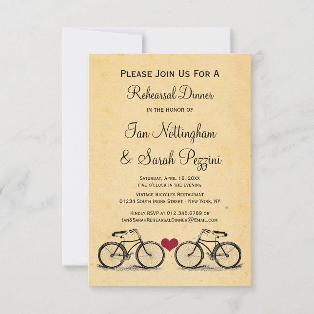 Vintage Bicycle Rehearsal Dinner Invitations (Front)
