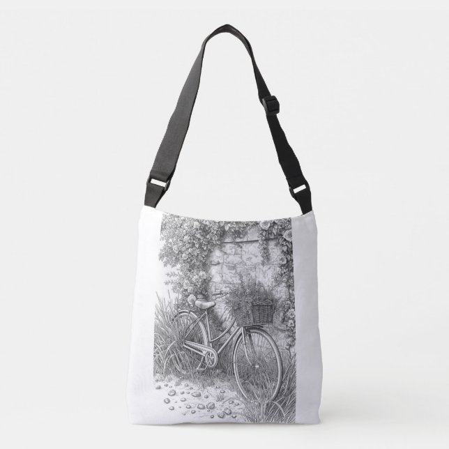 Vintage Bicycle & Roses Garden Tote Bag (Front)