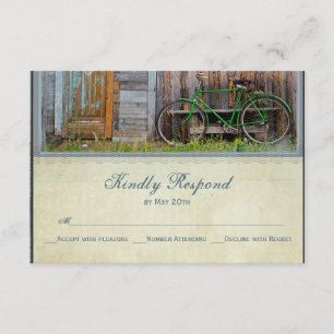 Vintage Bicycle Rustic Barn Wedding RSVP Cards