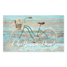 Vintage Bicycle Sticker Oh Happy Day Aqua