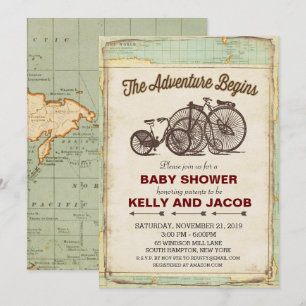 Vintage Bicycle Travel Baby Shower Invitation