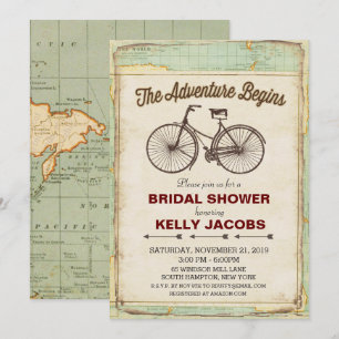 Vintage Bicycle Travel Bridal Shower Invitation