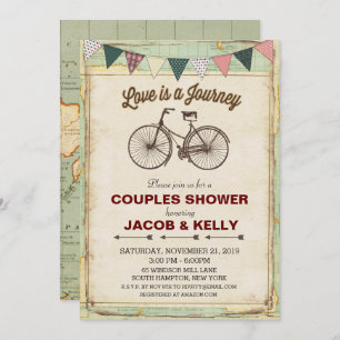 Vintage Bicycle Travel Couples Shower Invitation