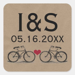 Vintage Bicycle Wedding Favour Stickers