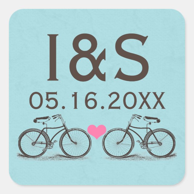 Vintage Bicycle Wedding Favour Stickers (Front)