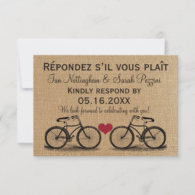 Vintage Bicycle Wedding RSVP Cards (Front)