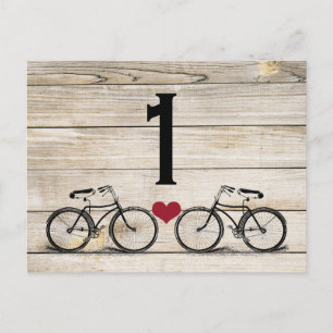 Vintage Bicycle Wedding Table Numbers Postcard