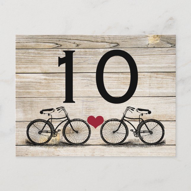 Vintage Bicycle Wedding Table Numbers Postcard (Front)