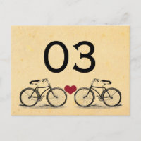 Vintage Bicycle Wedding Table Numbers