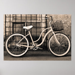 Vintage Bicycle With Basket Poster