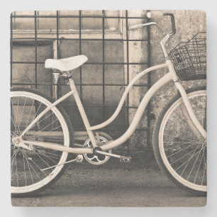 Vintage Bicycle With Basket Stone Coaster