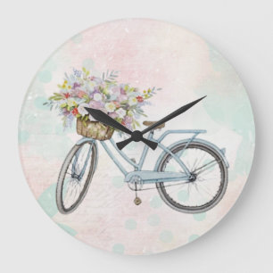 Vintage Bicycle with Basket Wall Clock