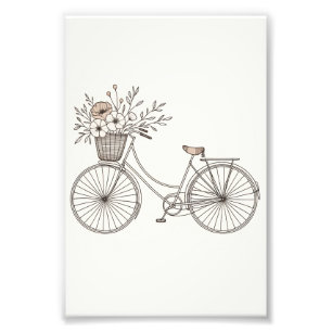 Vintage Bicycle with Blooming Basket Photo Print