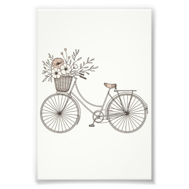 Vintage Bicycle with Blooming Basket Photo Print (Front)
