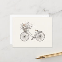 Vintage Bicycle with Blooming Basket Postcard