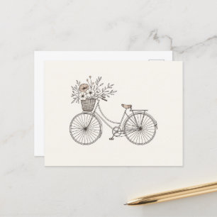 Vintage Bicycle with Blooming Basket Postcard