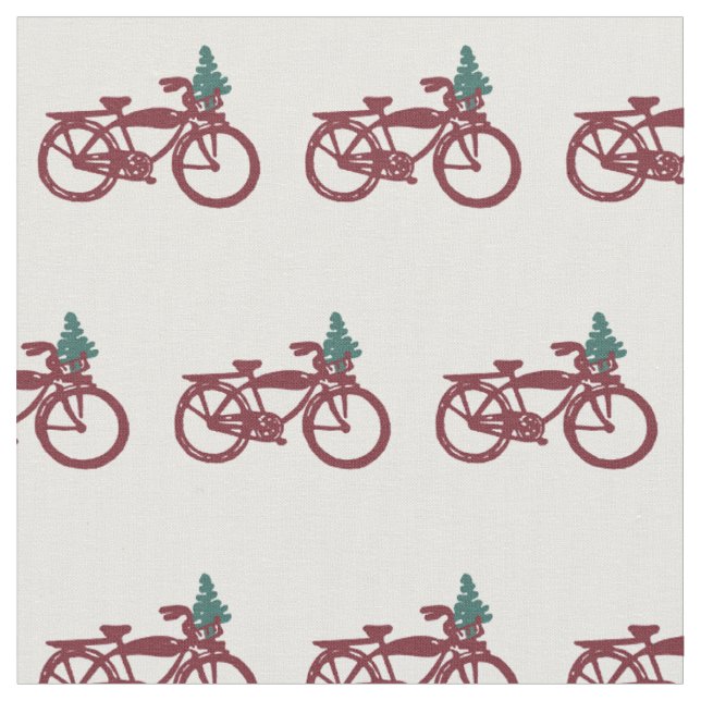 Vintage bicycle with Christmas tree design Fabric (Close Up)