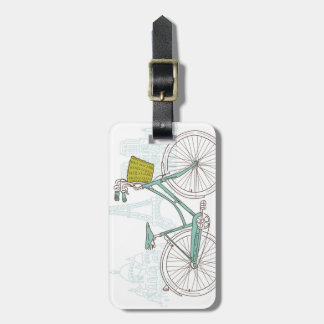 Vintage Bicycle with cute basket in Paris Luggage Tag