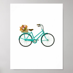 Vintage Bicycle with Flower Basket Beach Poster